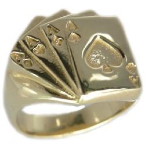 14K Gold 4 Aces Ring