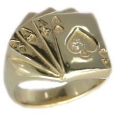 14K Gold 4 Aces Ring