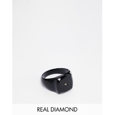  ASOS Black Ring With Real Diamond