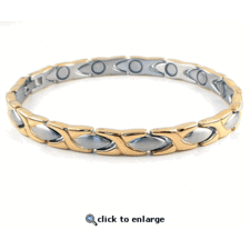 Magnetic Therapy Bracelet Stainless Steel 2 Tone XOXO