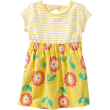 NWT-Girls-size-18-24-months-yellow-with-flowers-and-stripes-bow-tie-back-dress