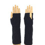 Black Elbow Length Fingerless Knitted Gloves