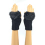Black Wrist Length Faux Fur Fingerless Gloves