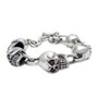 Sterling Silver Red Eye Skull Bracelet