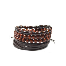 3 Pack Brown Leather Bracelets - Tag Twenty Two