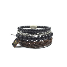 4 Pack Leather and Tibetan Style Set Bracelets - Tag Twenty Two