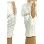 White Wrist Length Faux Fur Fingerless Gloves