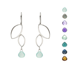 Ella Earrings - Two Leaf Drops with Gemstones