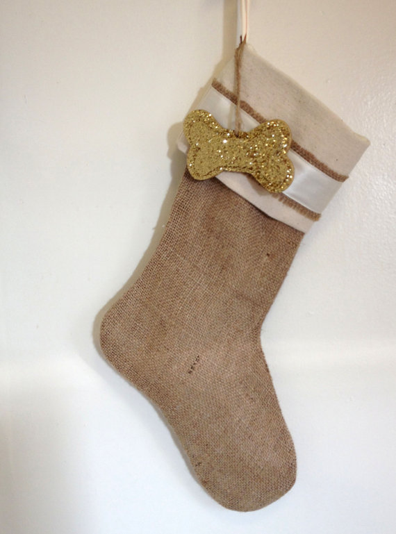 Burlap Christmas Stocking -...