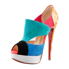 Christian Louboutin Pitou Cutout Suede/Python Platform - Bergdorf Goodman