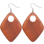 Brown Wooden Diamond Shaped Cutout Earrings