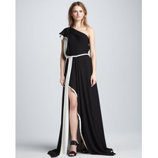 Halston Heritage One-Shoulder Colorblock Gown - Bergdorf Goodman