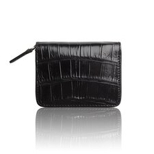 Zipper Fold Vertical Wallet in Black Alligator Leather by The Project Garments