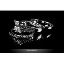 2 Carat Princess Cut Engagement Ring Set, Bridal Solitaire 4 Carat CZ Ring Set, Classic Wedding Anniversary Cubic Zirconia Diamond Ring