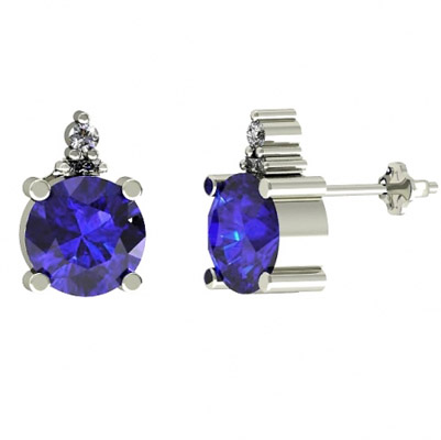 Round Earring 14k White Gol...