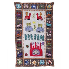 Buy Cotton Embroidered Patch Work Gray Elephant Tapestry Online At Rajrang