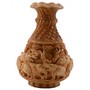 Buy Hand Carved Elephant Wooden Brown Colored Flower Vase Online at Rajrang
