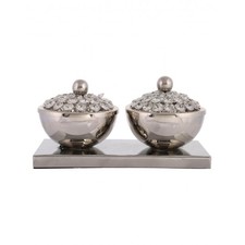 Buy Hand Made Crystal Metal Natural Bowl Set Online At Rajrang