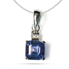Silver Pendant of 0.78 Carats Emerald Cut | Silver Emerald Pendant