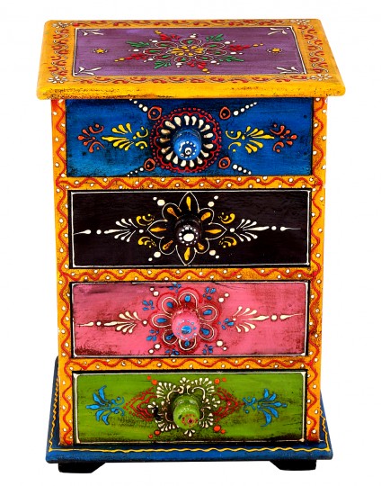 Buy Red Metal Wood Four Dra...