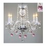 Chandelier Lighting W/ Crystal Pink Hearts! H 17 W17