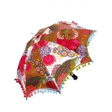 Buy Cotton Fruit Printed Kantha Work White Umbrella Online At Rajrang