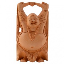 Buy Wood Brown Carved Hand Carved Laughing Buddha Online