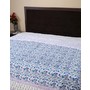 White Floral Cotton Hand Block Printed Dohar for Luxury Bedrom