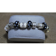 Black and White Pawprint Murano Glass  Bracelets - TeresaCollections