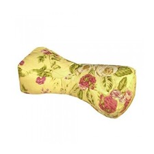 Travel Buddy Neck Support Pillow in Bethany Yellow Victorian Cabbage Rose Floral Print - Bone Shape - 100% Cotton - Latex Foam Fill - Made in USA (Yellow)