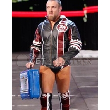 Daniel Bryan WWE Black and Red Leather Jacket