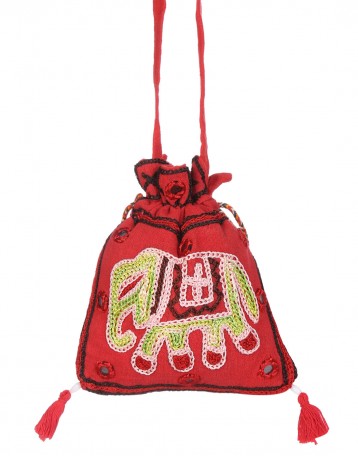 Red Cotton Elephant Ethnic ...
