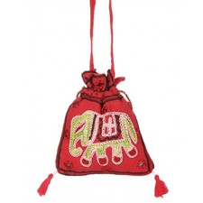 Red Cotton Elephant Ethnic Embroidered Potli Bag