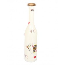 White Wrought Iron Playing Card Enamel Work Flower Vase