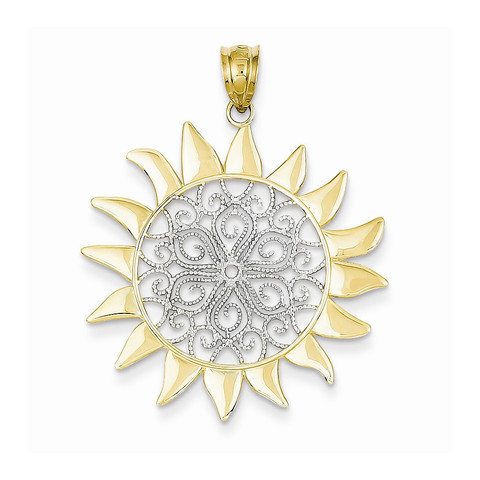 14k & Rhodium Sun Filigree ...