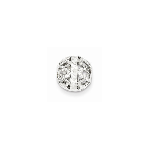 14k White Gold Diamond-cut ...