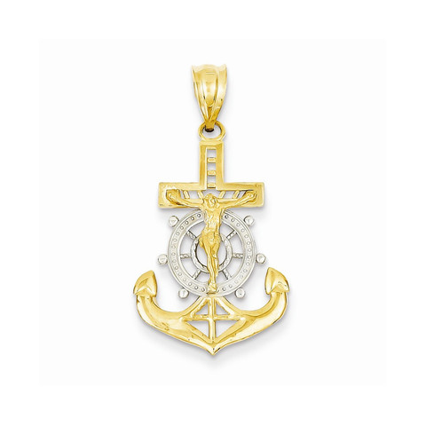 14k w/Rhodium Diamond-cut M...