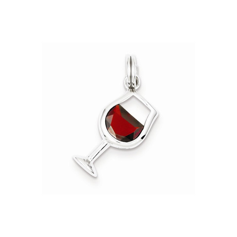 Sterling Silver Red CZ Wine...