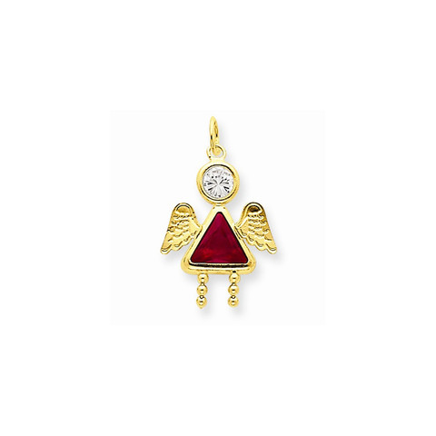 14k July Girl Angel Birthst...
