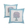 Buy Trendy Hand Block Printed Tree White Cushion Cover (Set Of 2 )