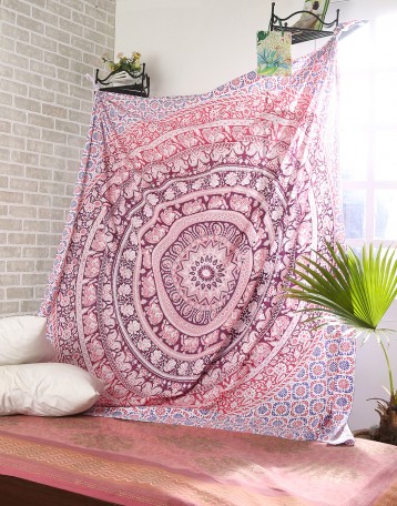 Cotton Red Printed Mandala ...