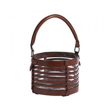 Zodax Weaved Leather And Glass Lantern Hurricane - Small