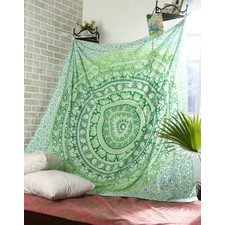 Buy this beautiful cotton green printed mandala tapestry online from rajrang.com at just $23.45.