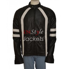 Black And White Distressed Leather Jacket