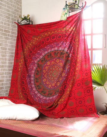 Cotton Printed Red Mandala ...