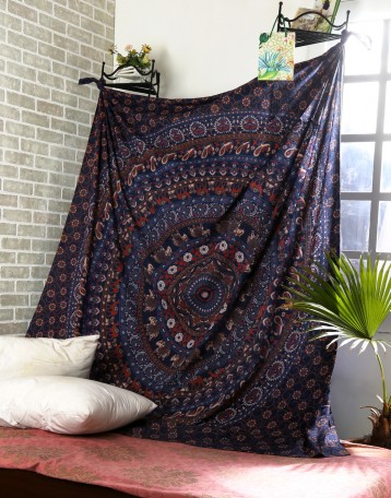 Cotton Blue Mandala Tapestry