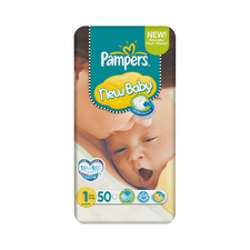 Pampers New Baby Size 1 Nappies 50 Pack- (4-11lbs/2-5kg) - disposable nappies - Mothercare