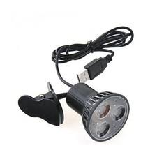 Inton Portable 1W 150Lumen 3-Led White Light Clip-On Usb Lamp - Black
