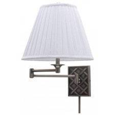 House Of Troy Ws760-As Decorative 1Lt Swing-Arm Wall Lamp, Antique Silver Finish With White Pleated Fabric Shade