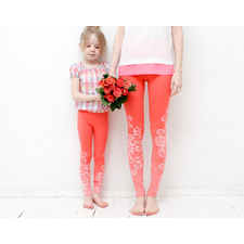 Kids Coral crystal print  leggings